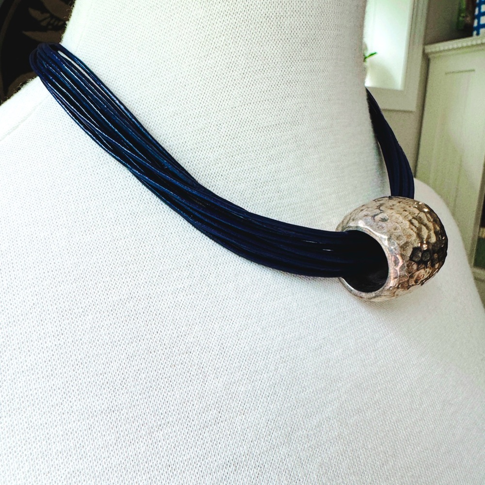 Leather Strap Choker with circle bead